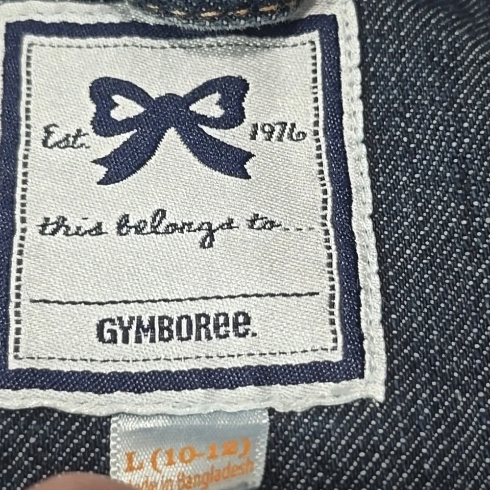 Gymboree Blue Jean Denim Jacket Kids Girls L 10-12 Dark Wash Classic Button Coat